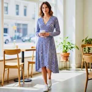 Joe Fresh Blue Patterned Midi Dress